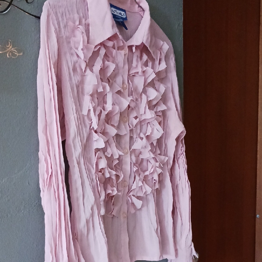 Chico's Light Pink Ruffle Front Blouse - Picture 2 of 3